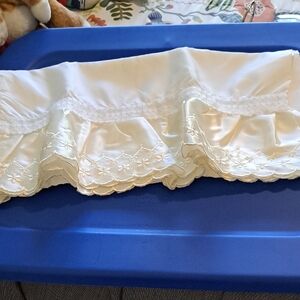 White Satin Ruffled Pillowcase